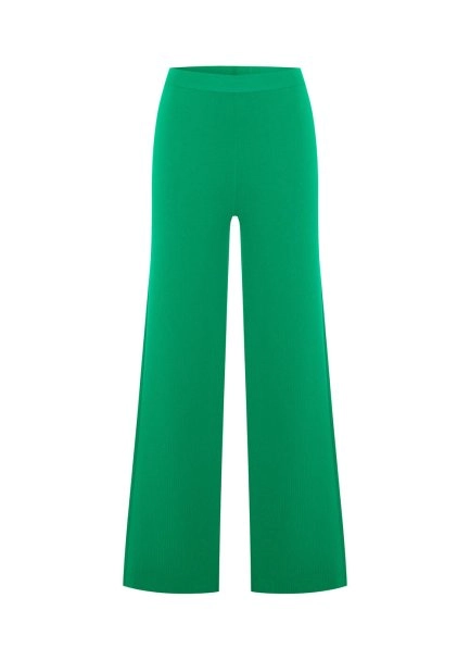 GREEN RIBBED DETAILED KNIT PANTS - 6