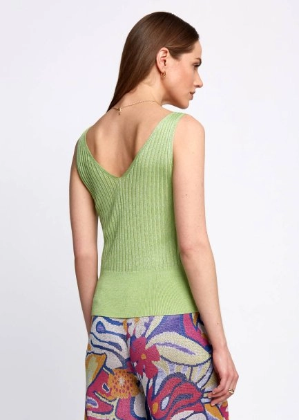 Green Sleeveless Knit Tank Top - 3