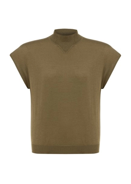 Haki Merino Yün Karışımlı Triko Üst - 6