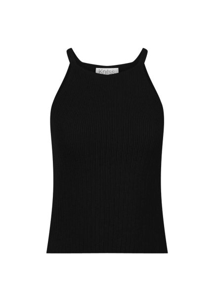 HALTER NECK BLACK KNIT TOP - 6