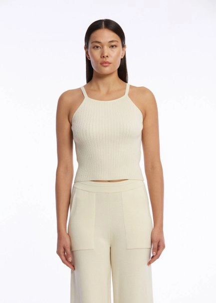 HALTER NECK SAND KNIT TOP - 1