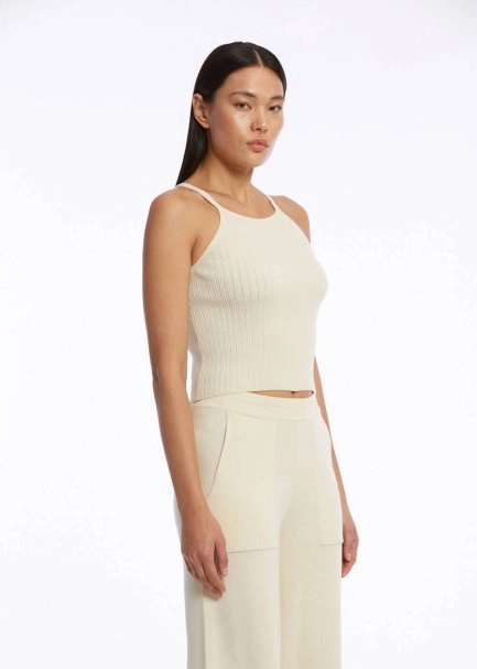 HALTER NECK SAND KNIT TOP - 3