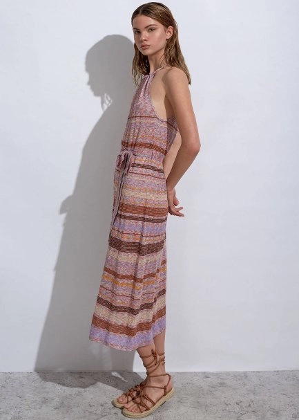 Halter Neck Terracotta Knit Dress - 4