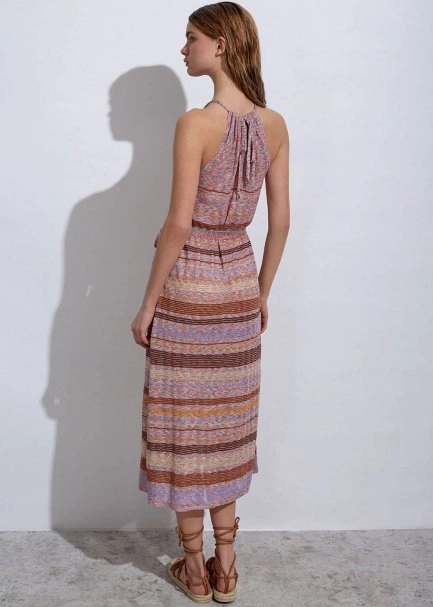 Halter Neck Terracotta Knit Dress - 7