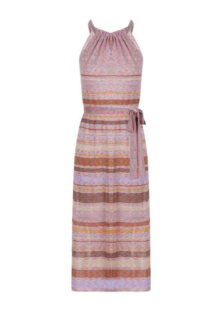 Halter Neck Terracotta Knit Dress - 8