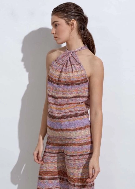 Halter Neck Tie Back Knit Top - 2