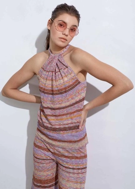 Halter Neck Tie Back Knit Top - 5