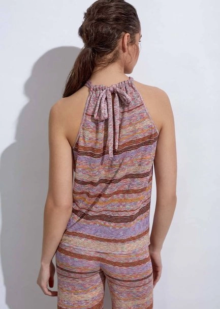 Halter Neck Tie Back Knit Top - 7