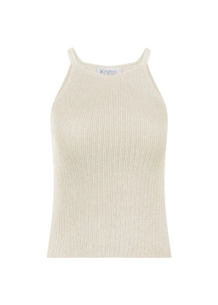 Halter Yaka Bej Triko Üst - 6