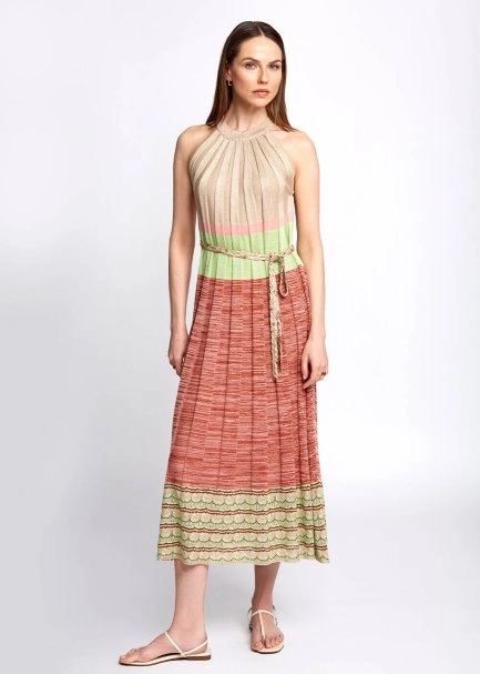 Halter Yaka Etek Ucu Ajurlu Midi Triko Elbise - 2