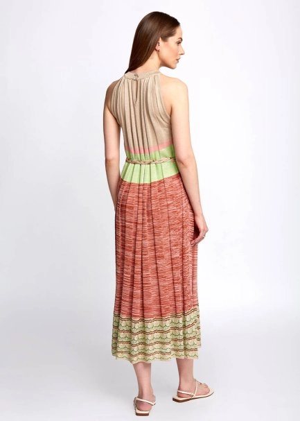 Halter Yaka Etek Ucu Ajurlu Midi Triko Elbise - 3