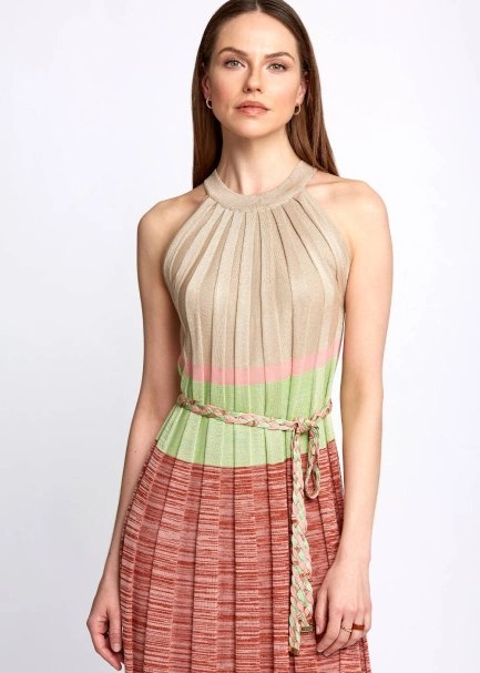 Halter Yaka Etek Ucu Ajurlu Midi Triko Elbise - 6