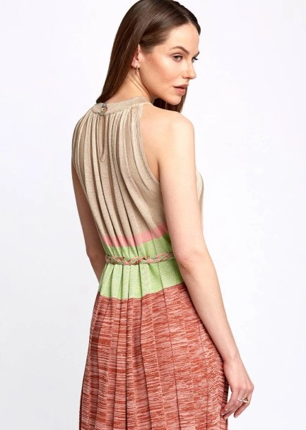 Halter Yaka Etek Ucu Ajurlu Midi Triko Elbise - 7