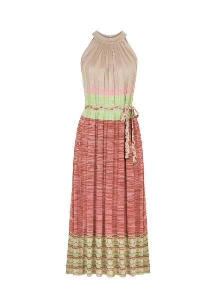 Halter Yaka Etek Ucu Ajurlu Midi Triko Elbise - 8