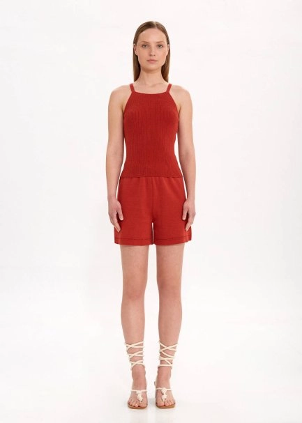 Halter Yaka Tarçın Rengi Triko Üst - 2