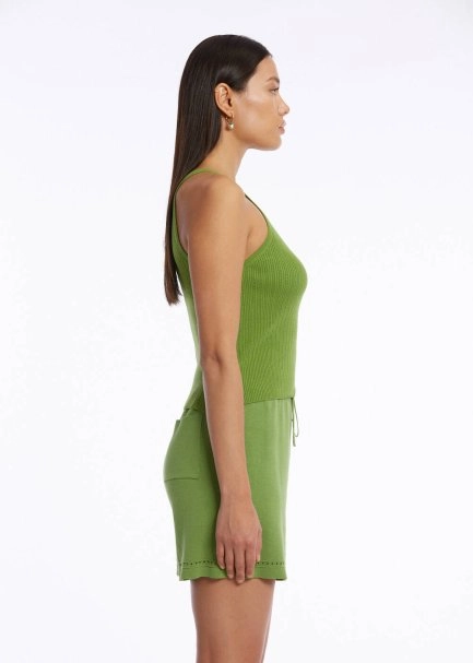 Halter Yaka Yeşil Triko Üst - 3