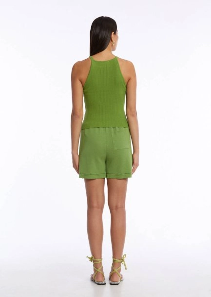 Halter Yaka Yeşil Triko Üst - 5