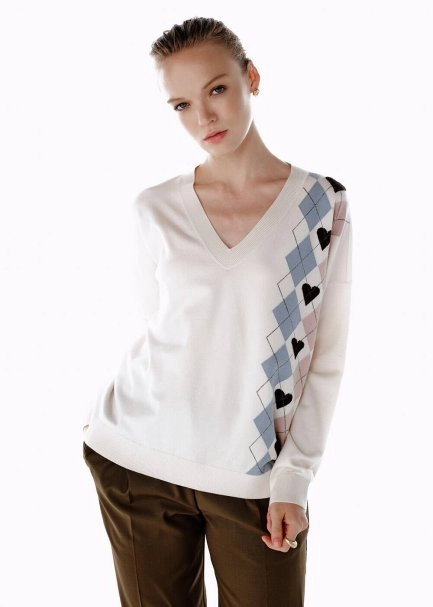 HEARTED ARGYLE PATTERNED SWEATER CLOUD - 3