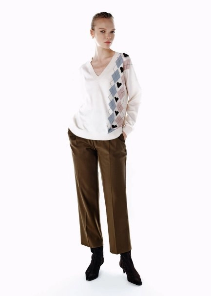 HEARTED ARGYLE PATTERNED SWEATER CLOUD - 2