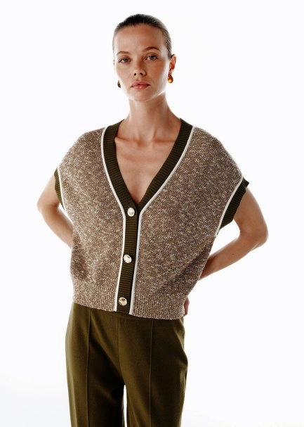 HERBAL MOULINE KNIT VEST - 4