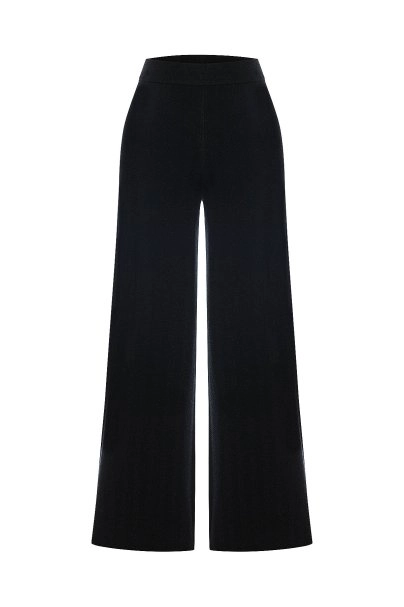 Herringbone Knit Black Pants - 6