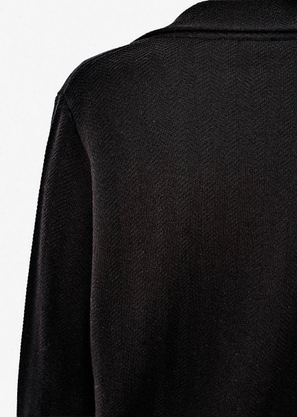 Herringbone Knit Double Button Black Blazer - 4