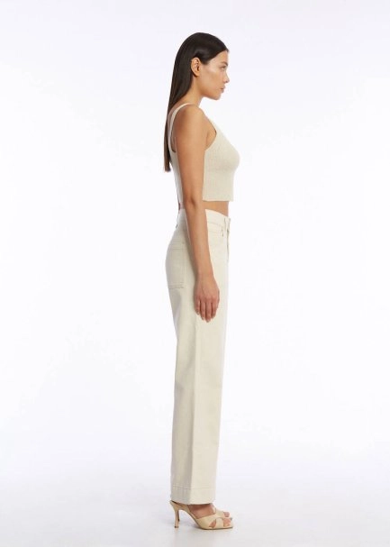 HIGH RISE NATURAL DENIM PANTS - 4