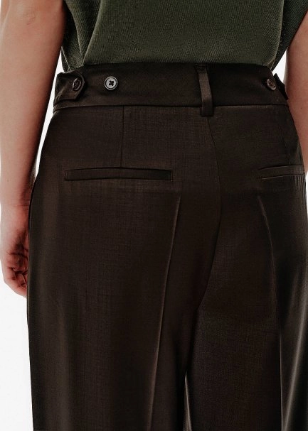 High Waist Brown Flare Pants - 5