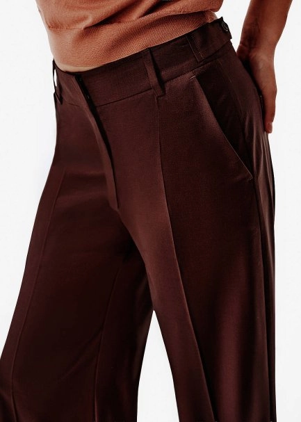 High Waist Sangria Color Flare Pants - 3