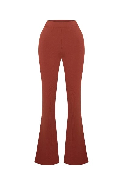 High Waist Tile Color Flare Pants - 6