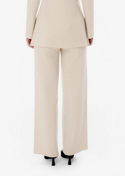 High Waist Wide-leg Beige Knit Pants - 4