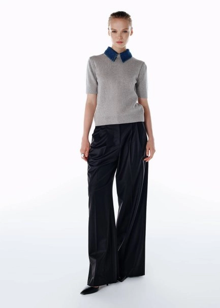 HIGH WAIST WOOL PANTS BLACK - 2