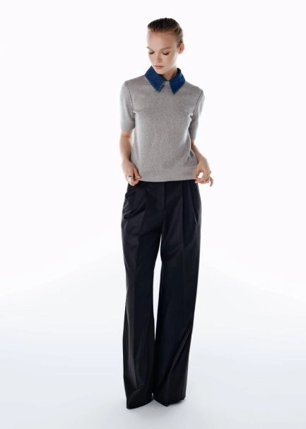 HIGH WAIST WOOL PANTS BLACK - 3
