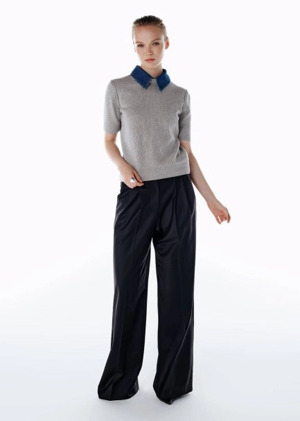 HIGH WAIST WOOL PANTS BLACK - 4