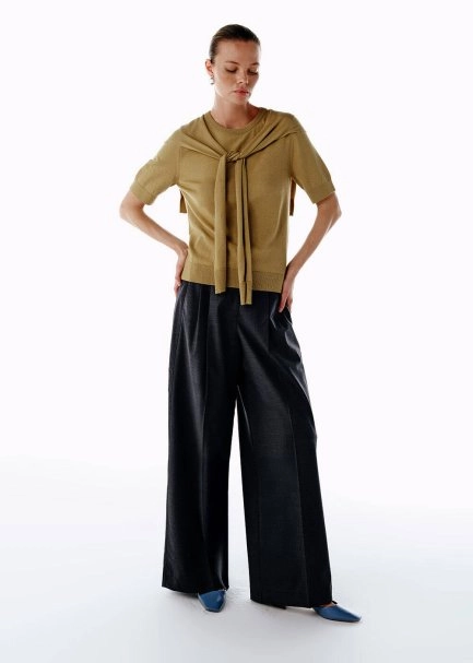 HIGH WAIST WOOL PANTS GREY - 4
