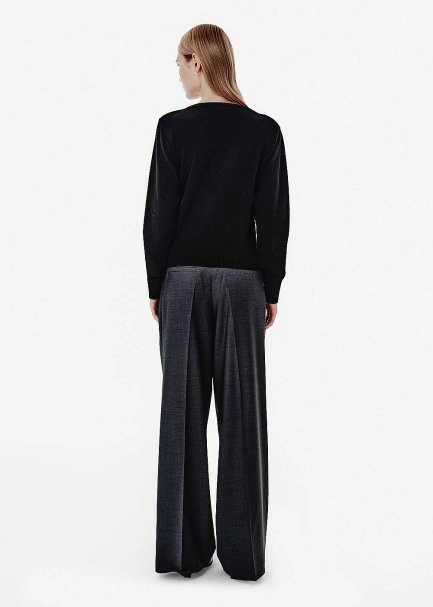 HIGH WAIST WOOL PANTS GREY - 5