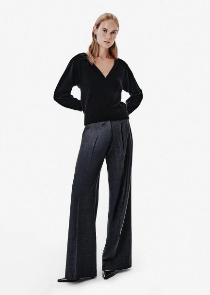 HIGH WAIST WOOL PANTS GREY - 3