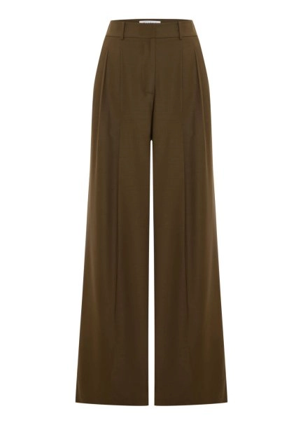 HIGH WAIST WOOL PANTS OLIVESTONE - 6