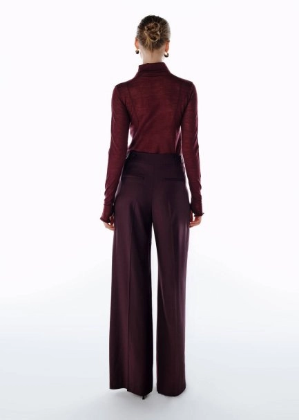 HIGH WAIST WOOL PANTS PLUM - 5
