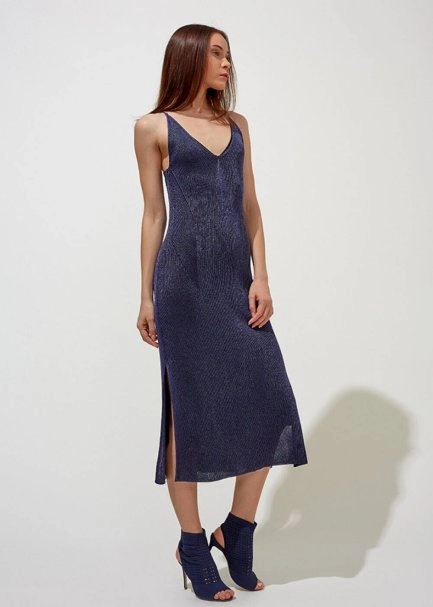 HIGHT HEELS OPEN TOE NAVY KNIT BOOTIE - 2