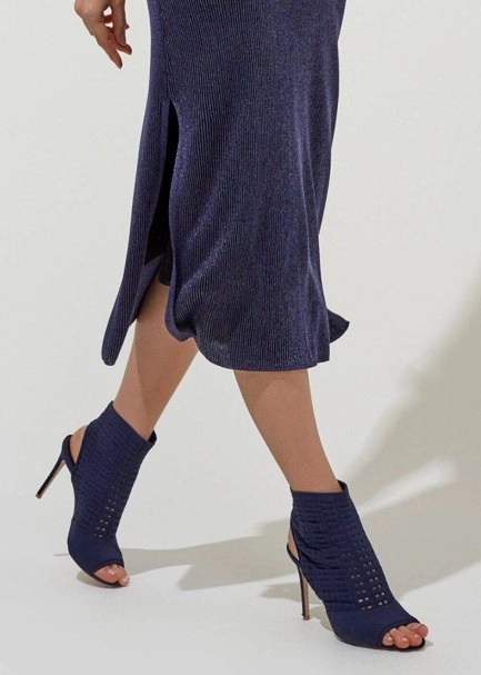 HIGHT HEELS OPEN TOE NAVY KNIT BOOTIE - 3