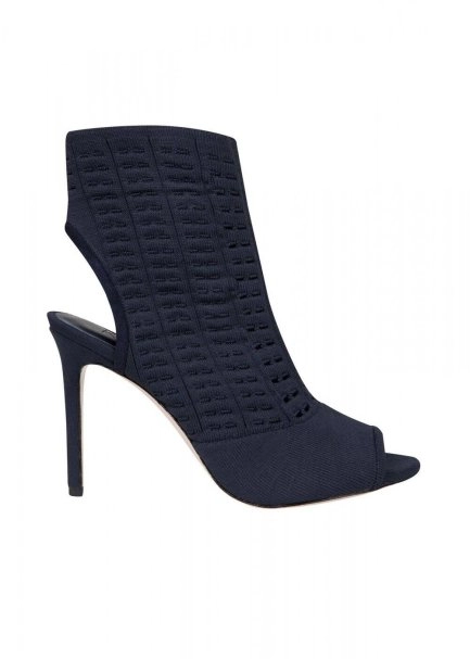 HIGHT HEELS OPEN TOE NAVY KNIT BOOTIE - 6