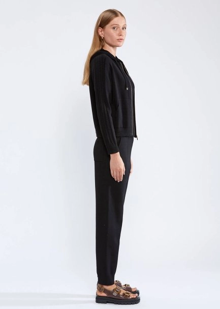 HOODED BLACK KNIT CARDIGAN - 3