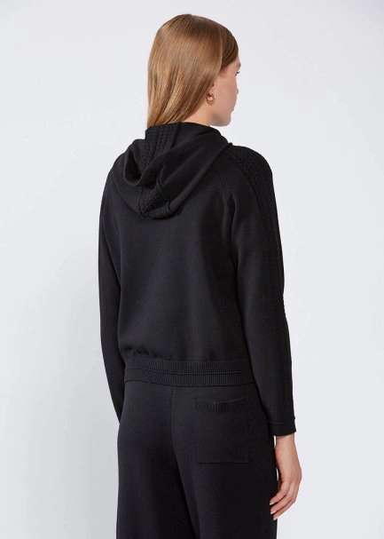 HOODED BLACK KNIT CARDIGAN - 4