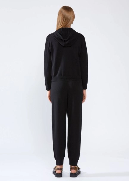 HOODED BLACK KNIT CARDIGAN - 5