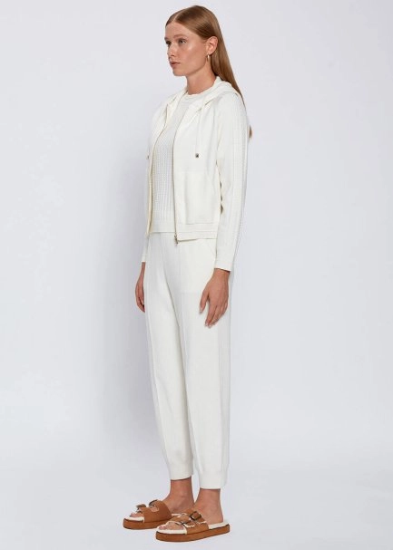 HOODED ECRU KNIT CARDIGAN - 3