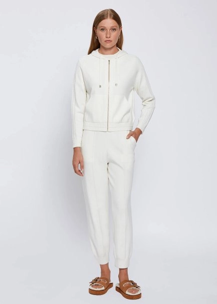 HOODED ECRU KNIT CARDIGAN - 2