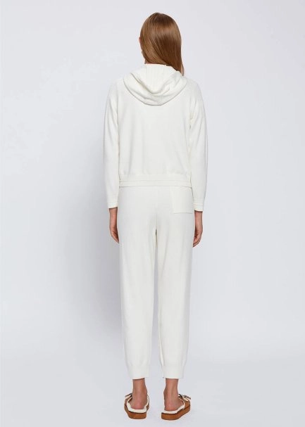 HOODED ECRU KNIT CARDIGAN - 5