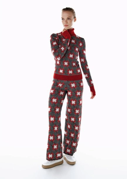 ICONIC APRÈS SKI STAR EMBROIDERED KNIT PANT BLACK - 1