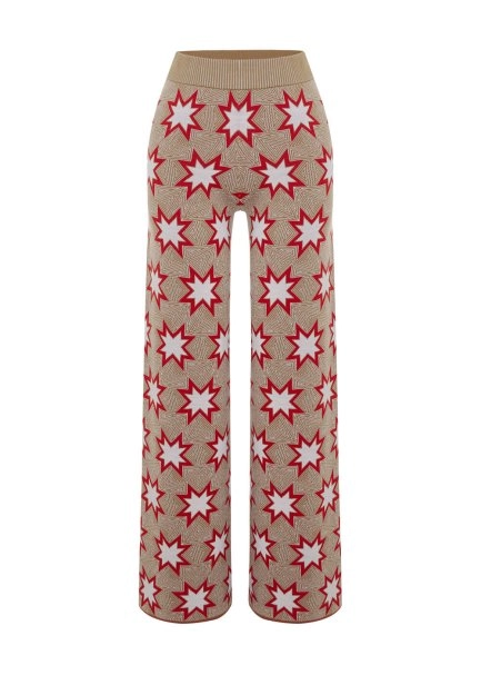 ICONIC APRÈS SKI STAR EMBROIDERED KNIT PANT CAMEL - 6